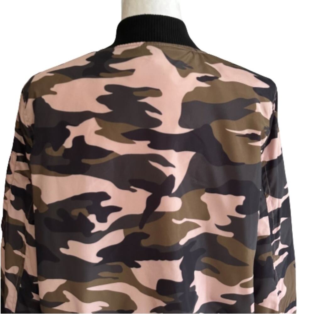Miss London Jacket Coat  Pink Olive Black Quilted Camouflage Bomber Coat Large - Picture 6 of 13
